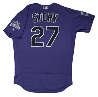 2018 Trevor Story Game Used & Photo Matched Colorado Rockies Alternate Jersey Used In 6 Games For 7 Home Runs (MLB Authenticated) 